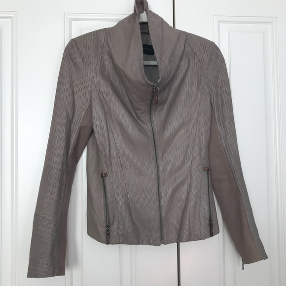 Vespucci Fitted Taupe Beige Textured leather Jacket Short Fitted NWOT Size S - Picture 1 of 8